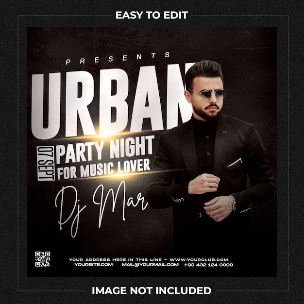 Club dj party flyer social media post und web banner