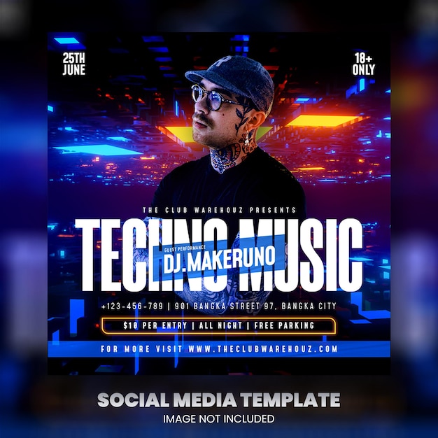 Club dj party flyer social media post und webbanner premium psd premium psd