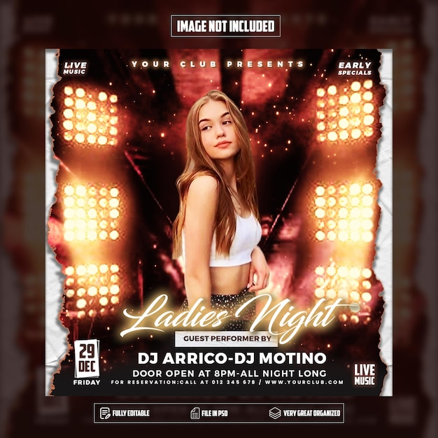 Club DJ Party Flyer Social Media Post und Webbanner Psd