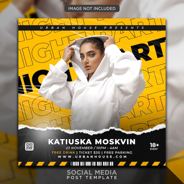 Club DJ Party Flyer Social Media Post und Webbanner Vorlage