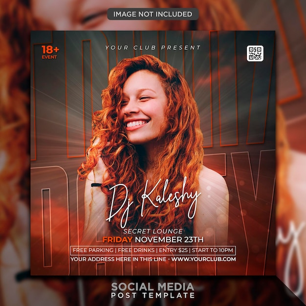 Club dj party flyer social media post und webbanner vorlage