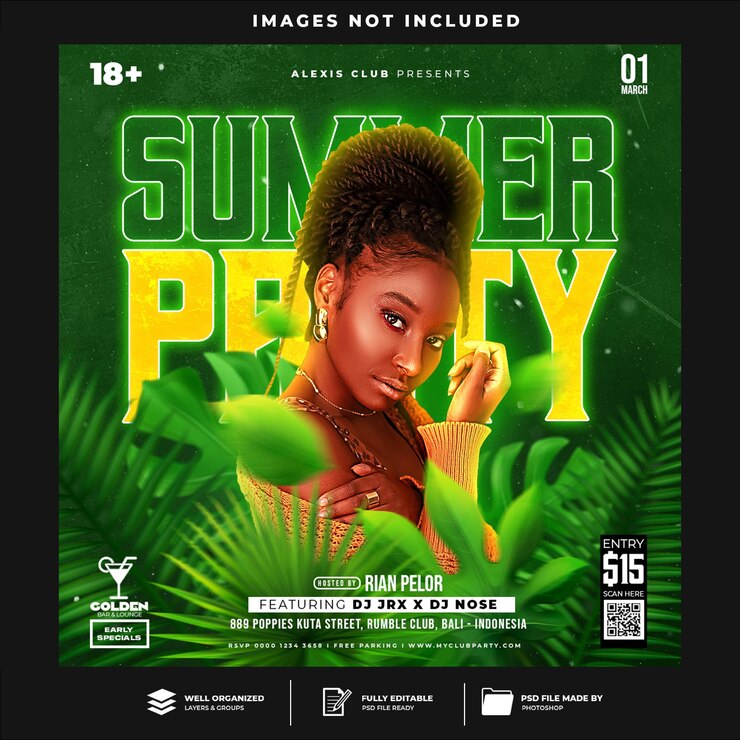 Club DJ Party Flyer Social Media Post und Webbanner Vorlage