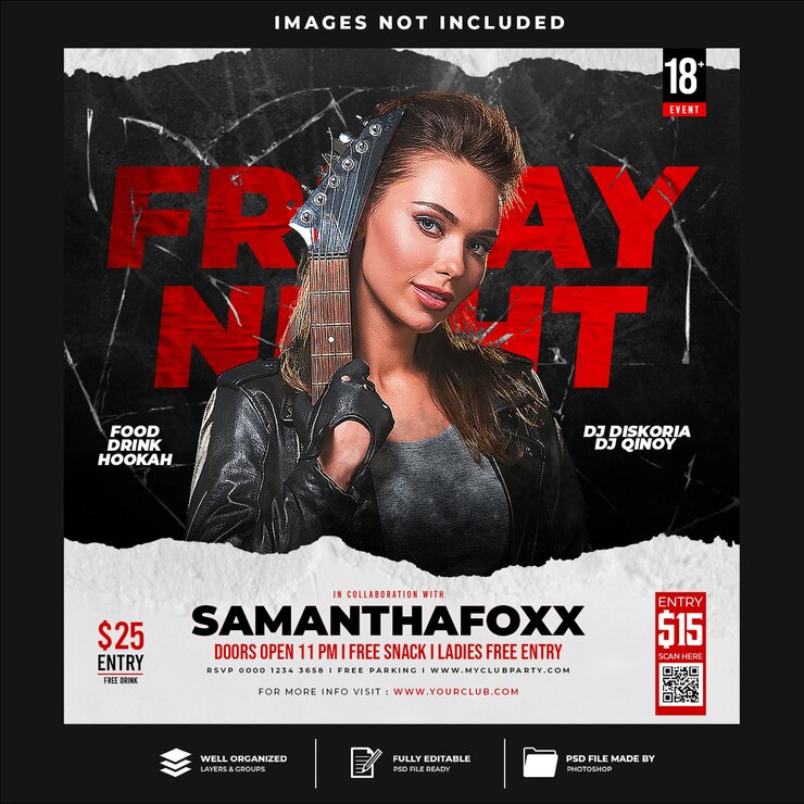 Club DJ Party Flyer Social Media Post und Webbanner Vorlage