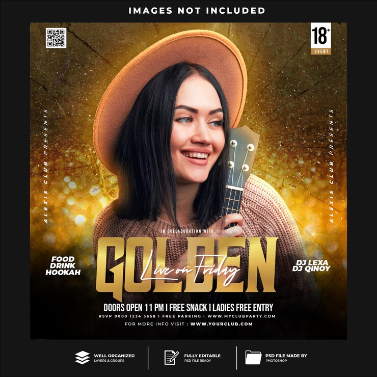 Club DJ Party Flyer Social Media Post und Webbanner Vorlage
