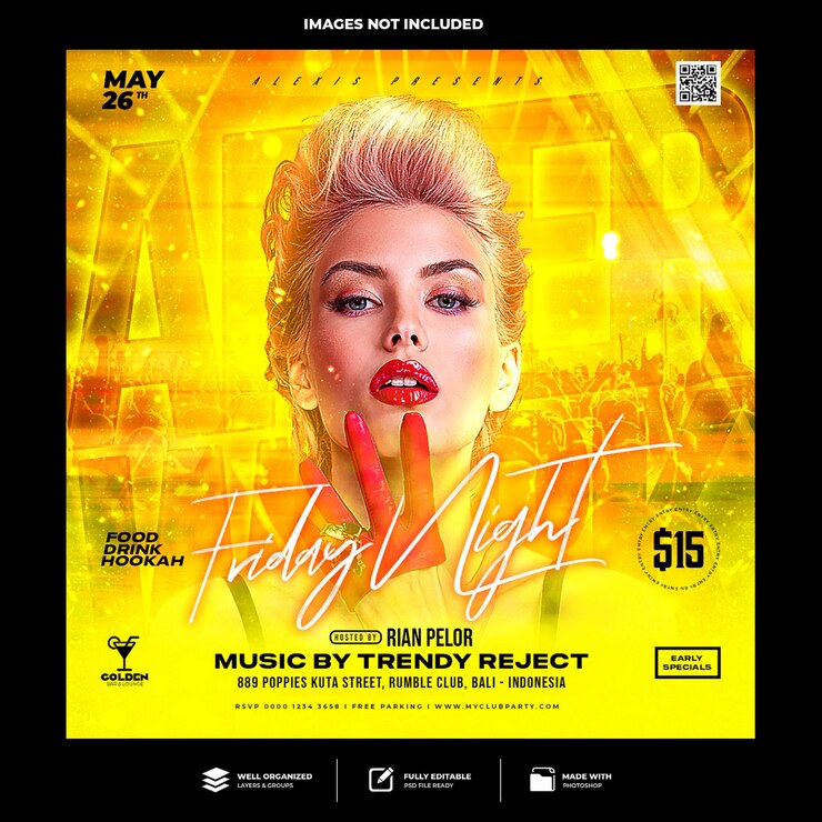 Club DJ Party Flyer Social Media Post und Webbanner