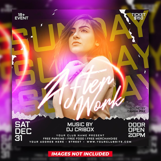 Club DJ Party Flyer Social Media Post und Webbanner