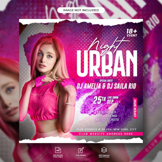 PSD club dj party flyer social media post vorlage