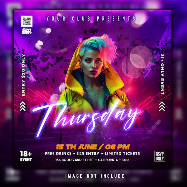Club DJ Party Flyer Social Media Post