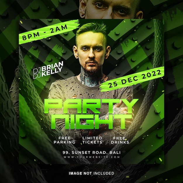 PSD club dj party flyer social media post