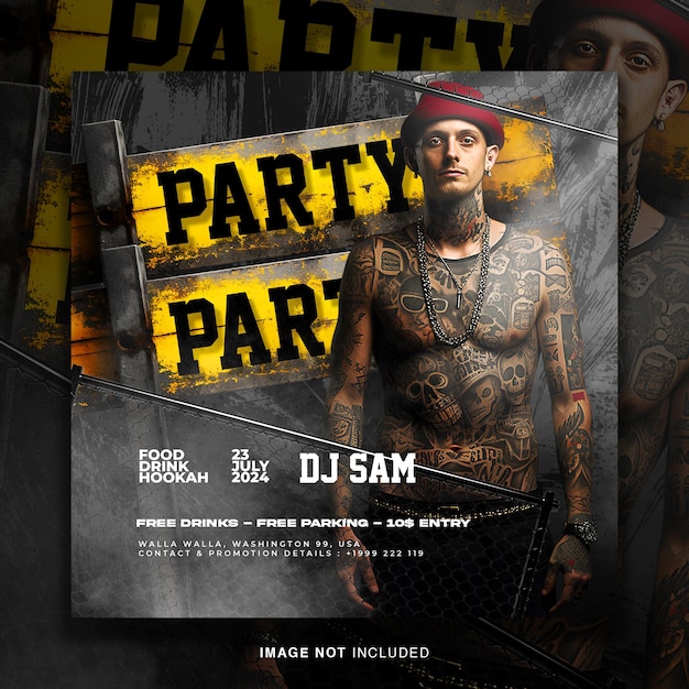 PSD club dj party flyer social media post