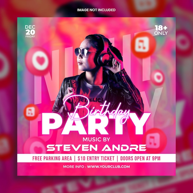 Club dj party flyer social media post