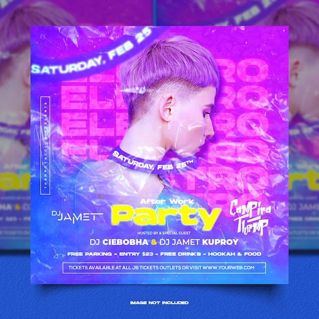 Club dj party flyer social media post