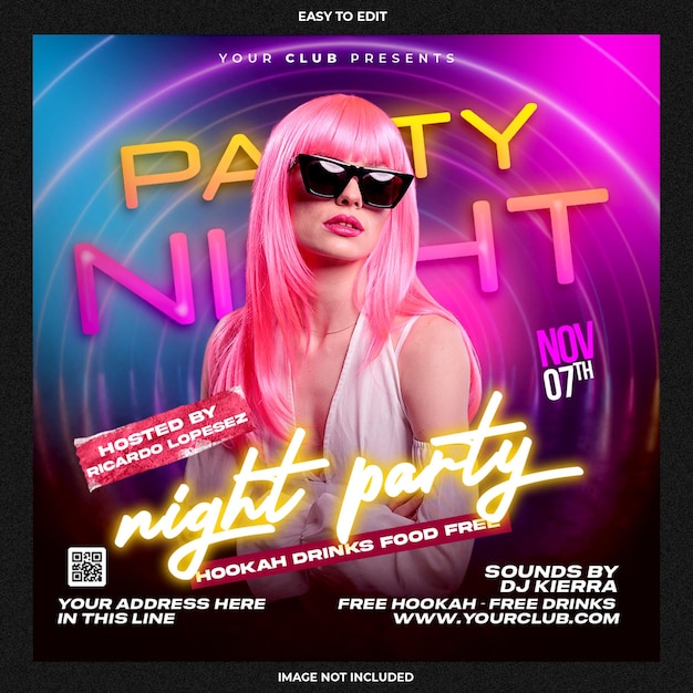 Club dj party flyer social media post