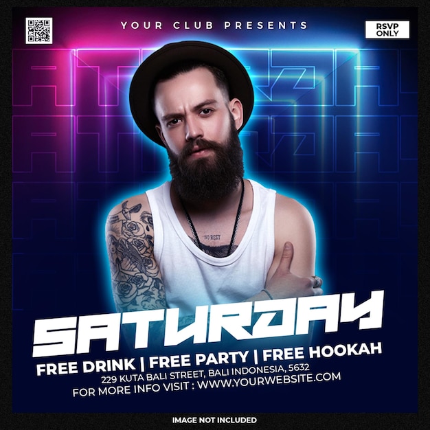 Club DJ Party Flyer Social Media Post