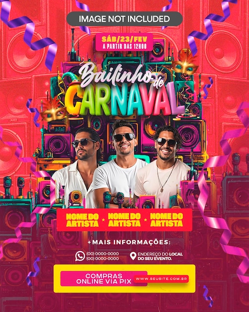 Club Event Carnival Flyer Poster Feed (Feed de cartazes de eventos do Carnaval do Clube)