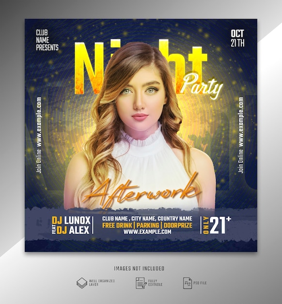 Club event night party flyer social media post template banner