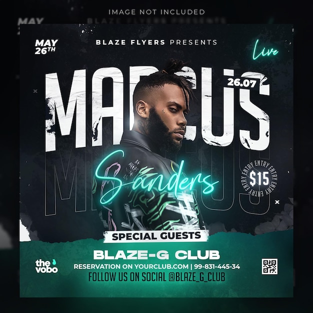 Club flyer, club flyer template, party flyer, dj flyer, night club flyer, artist flyer, social media