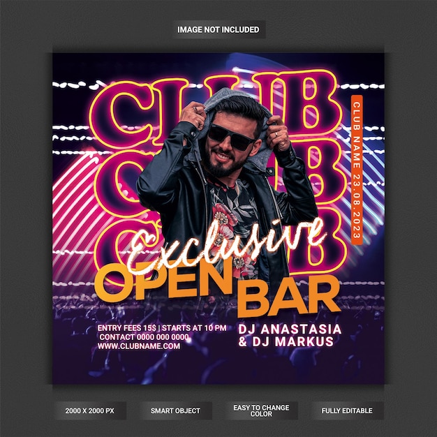 Club-nacht-party-flyer, instagram-post-banner