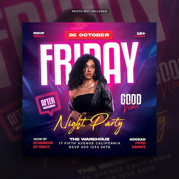 Club-Party-Flyer Instagram Social Media Post und Web-Banner