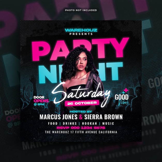 Club party flyer publicación en redes sociales de instagram y banner web