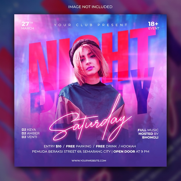 Clubnacht dj party social media und flyer vorlage