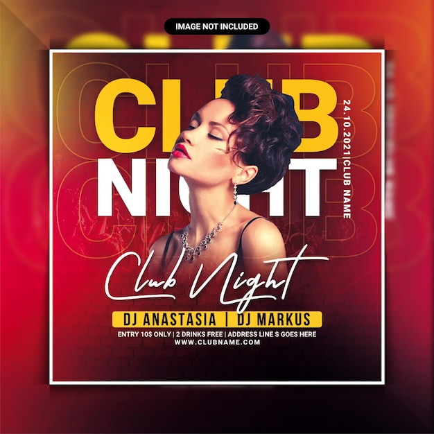 Clubnacht-Party-Flyer oder Social-Media-Beitrag