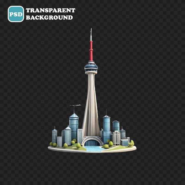 PSD cn tower icon isolated 3d render illustration