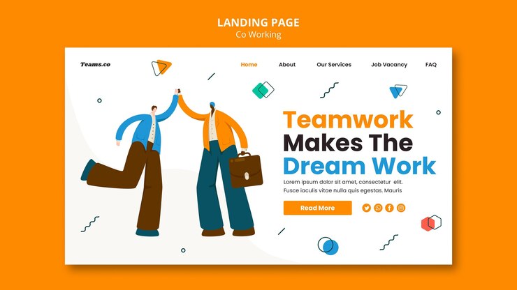 PSD co-working concept landing page template