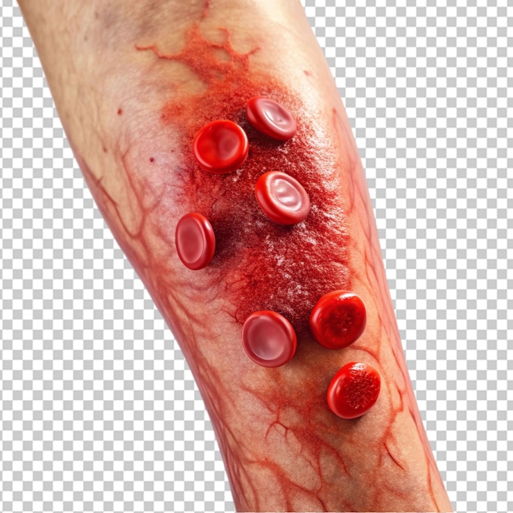PSD coágulo de sangue em imagens de pernas em fundo transparente