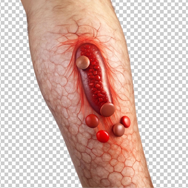 PSD coágulo de sangre en imágenes de piernas sobre un fondo transparente