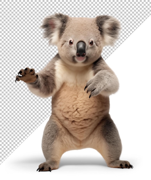 PSD coala dançando em fundo isolado