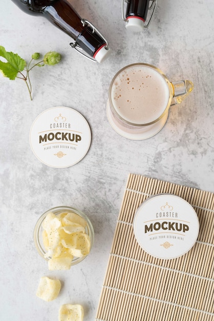 PSD coaster-mockup im realen kontext