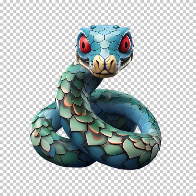 PSD cobra de desenho animado 3d isolada em fundo transparente