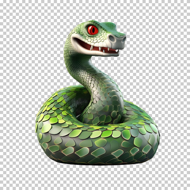 Cobra de desenho animado 3d isolada em fundo transparente