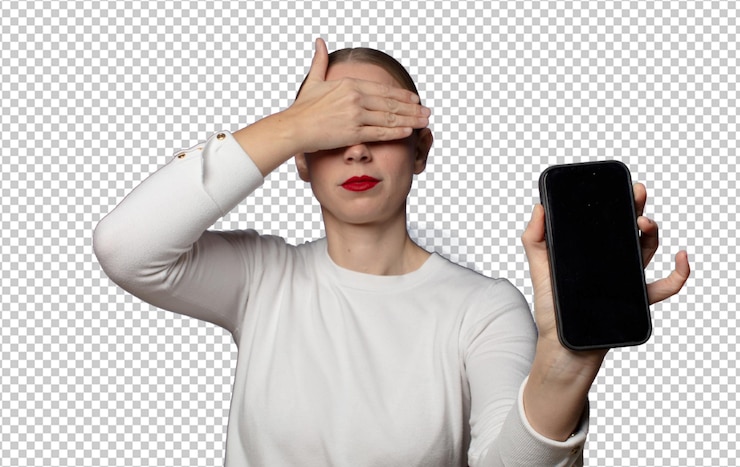 PSD cobrindo o rosto com a mão e colocando a outra mão na frente para impedir que a câmera recuse fotos ou imagens