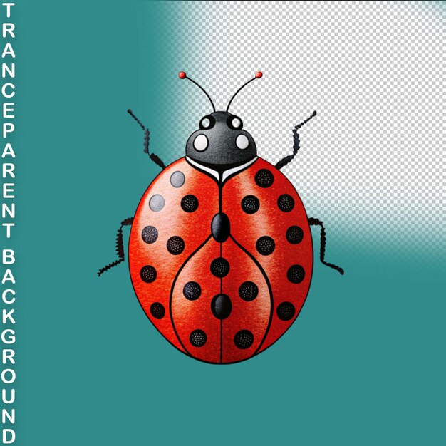 PSD une coccinelle sur un fond transparent