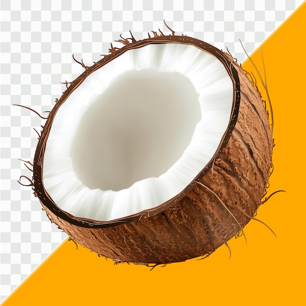 cocco su sfondo bianco tagliato longitudinalmente