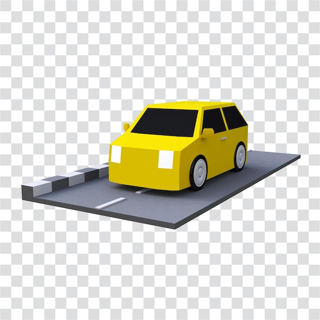 PSD coche 3d con color amarillo