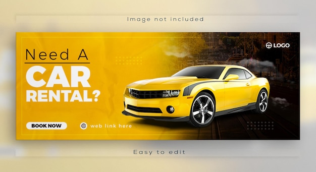 Coche de alquiler que vende portada promocional de facebook y diseño de banner web moderno