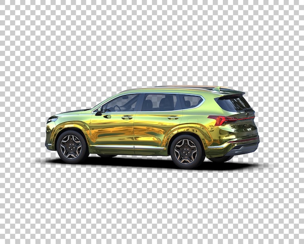 un coche amarillo con una franja verde se muestra en un fondo blanco