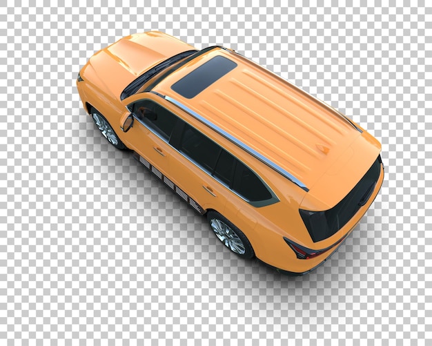 un coche amarillo con la puerta abierta se muestra en un fondo transparente
