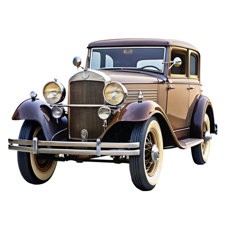 PSD coche antiguo sobre un fondo transparente