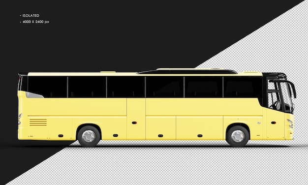 Coche de autobús urbano amarillo mate realista aislado desde la vista lateral derecha