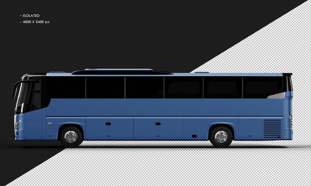 PSD coche de autobús urbano azul mate realista aislado desde la vista lateral izquierda