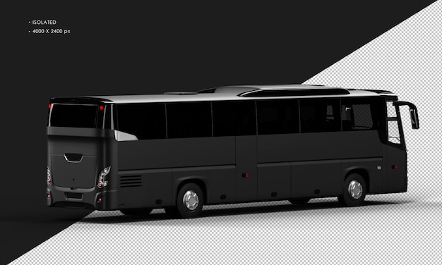 Coche de autobús urbano negro mate realista aislado desde la vista trasera derecha
