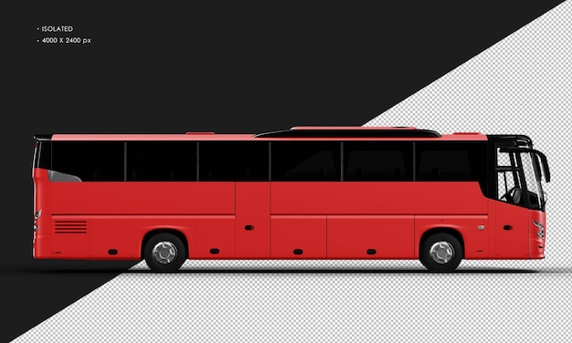 Coche de autobús urbano rojo mate realista aislado desde la vista lateral derecha