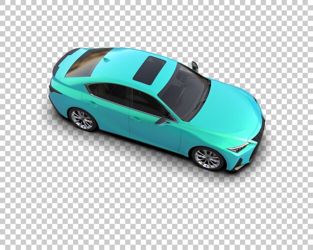 un coche azul con el capó abierto se muestra en un fondo blanco