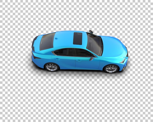 un coche azul con el capó abierto se muestra en un fondo blanco