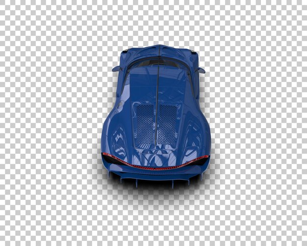 un coche azul con el capó abierto se muestra en un fondo blanco