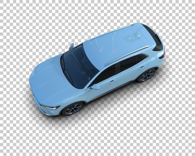 un coche azul con el capó abierto se muestra en un fondo blanco